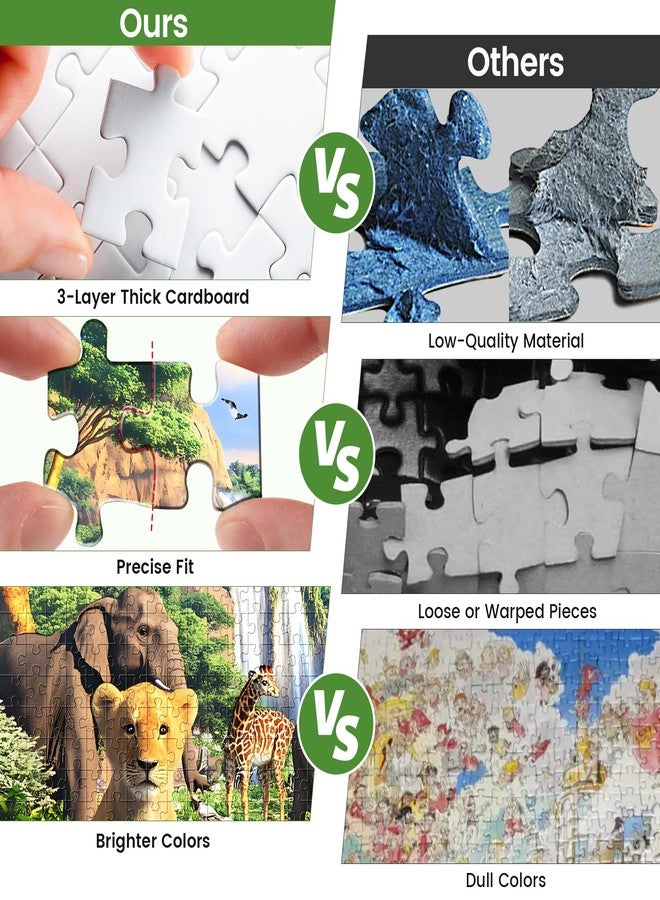 WSCXSC 1000 Pieces Puzzles for Adults,Animal World Jigsaw Puzzles 1000 Pieces Lions Elephants Giraffe Animals Puzzles Games Unique Cool Puzzles Family Activity Great Gift for Family Friends 28x20 in - Image 4